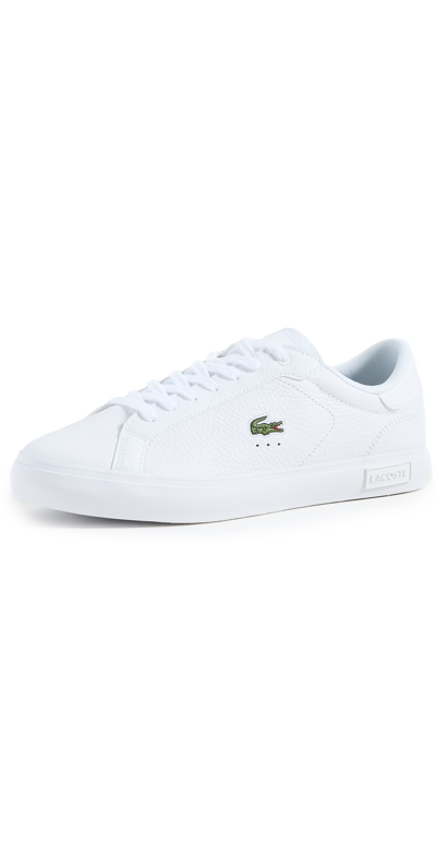 Shop Lacoste Powercourt Leather Sneakers White/white