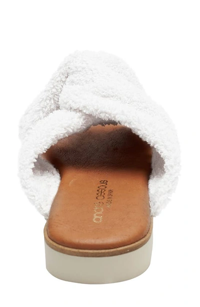 Shop Andre Assous Tristan Slide Sandal In White Fabric