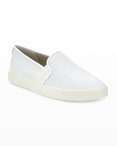 Shop Vince Blair 5 Perforated Slip-on Sneakers In White