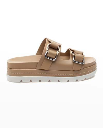 Shop Jslides Baha Leather Double-buckle Slide Sandals
