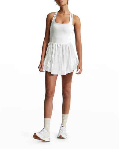 Shop Varley Carina Pleated Active Mini Dress In White