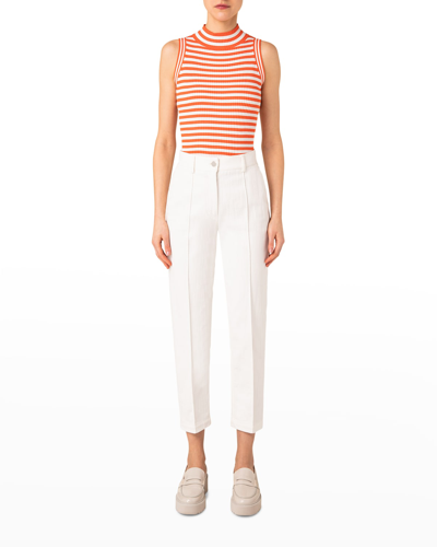 Shop Akris Punto Feryn Slim-leg Ankle Denim Pants In Cream