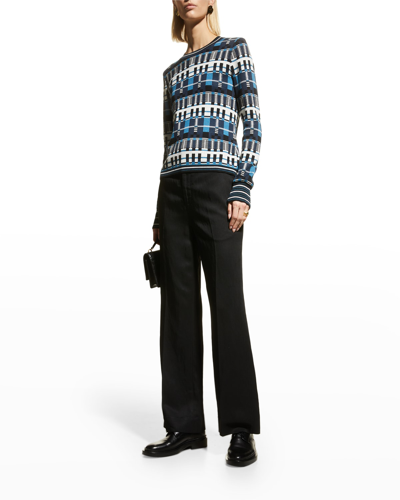 Shop Partow Kia Abstract Jacquard Silk-wool Sweater In Cobalt Combo