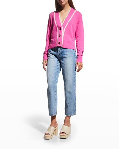 Shop Veronica Beard Trisa Cashmere Drop Shoulder Cardigan In Hot Pink