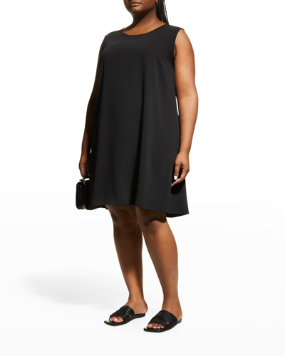 Shop Caroline Rose Plus Plus Size Sleeveless Crepe Dress In Black