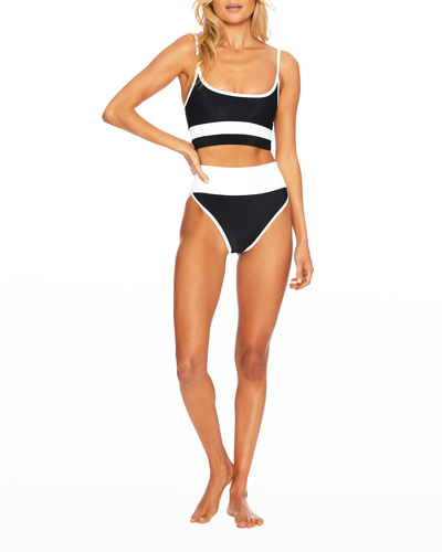 Shop Beach Riot Emmy High-waist Bikini Bottoms In Blackwhite