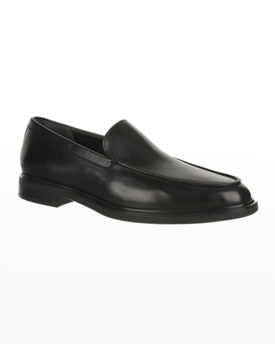 Shop Vince Men's "grant" Leather Loafers In Black