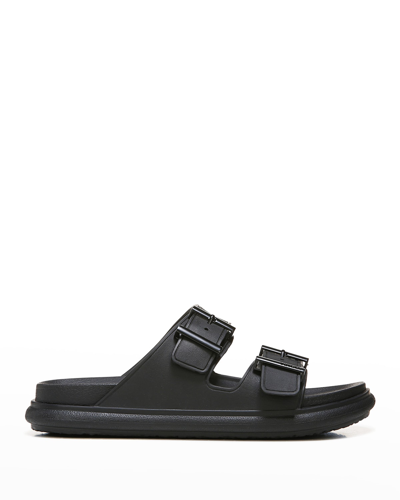 Shop Vince Men's Jady Tone-on-tone Buckle Slide Sandals In Black
