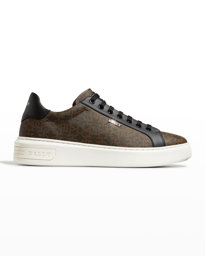 Shop Bally Men's Miky Bb-monogram Low-top Leather Sneakers In 01997 Multicuero