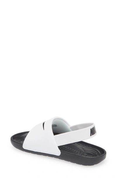 Shop Nike Kids' Kawa Slingback Slide In White/ Black