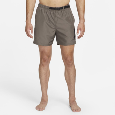 Shop Nike Men's 5" Belted Packable Swim Trunks In Ironstone