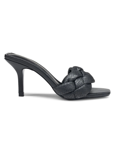 Shop Bcbgeneration Women's Marlino Snakeskin-embossed Braided Leather Sandals In Black