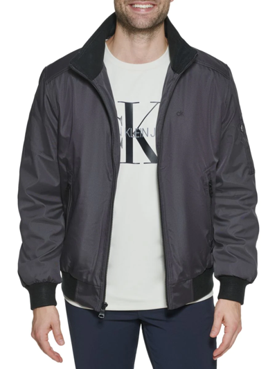 Shop Calvin Klein Men's Midweight Stand Collar Jacket In Iron