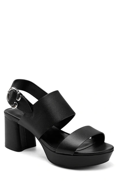 Shop Aerosoles Camera Platform Sandal In Black Leather/black