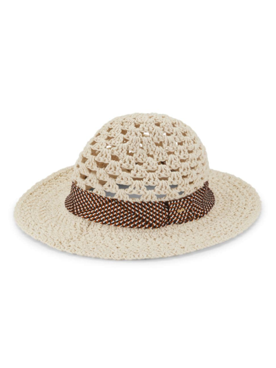 Shop Chloé Women's Crochet Panama Hat In Desert Beige