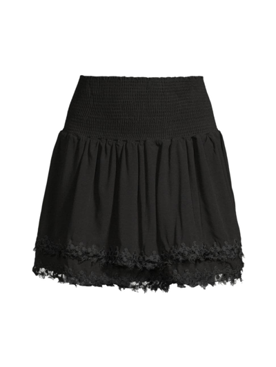Shop Peixoto Women's Belle Tiered Cotton Miniskirt In Black