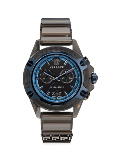 Shop Versace Men's Icon Active 44mm Silicone Watch In Black
