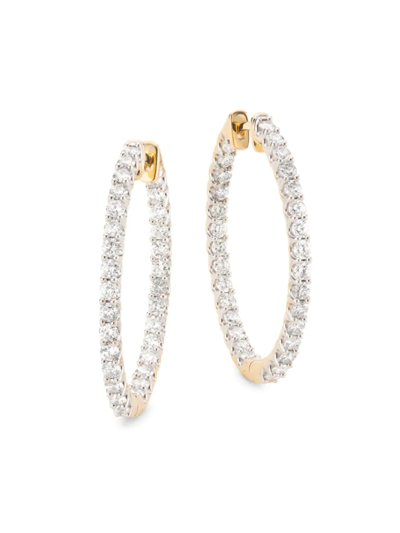 Shop Saks Fifth Avenue Women's 14k Yellow Gold & 2 Tcw Diamond Inside-out Hoop Earrings