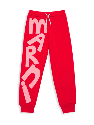 Shop Marni Little Girl's & Girl's Logo Sweatpants In Red