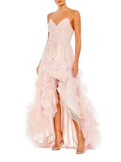 Shop Mac Duggal Women's Embellished Tulle High-low Gown In Petal Pink