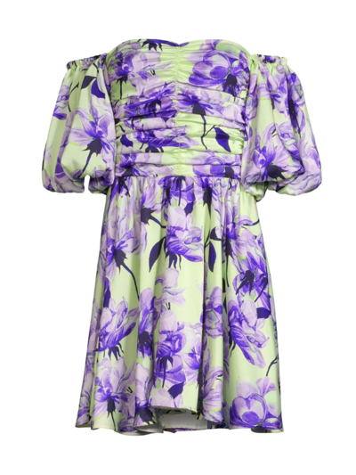 Shop Delfi Women's Dahlia Off-the-shoulder Puff-sleeve Minidress In Lavender