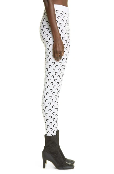 Shop Marine Serre Crescent Print Jersey Leggings In All Over Moon White