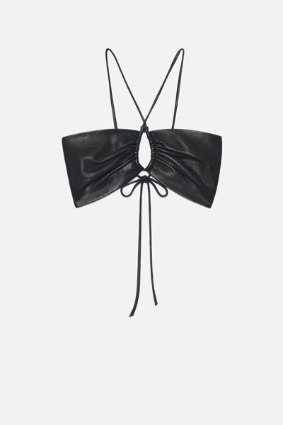 Shop Ami Alexandre Mattiussi Brassiere In Lambskin Leather In Black