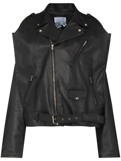 Shop Natasha Zinko Box Leather Jacket In Black