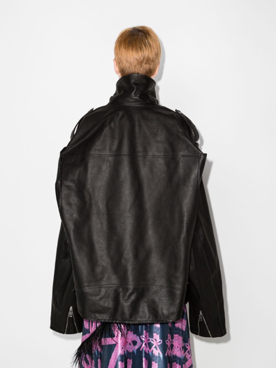 Shop Natasha Zinko Box Leather Jacket In Black