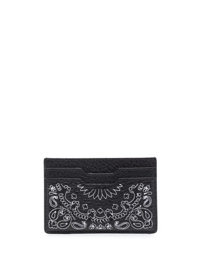 Shop Amiri Bandana-print Cardholder In Black