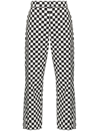 Shop R13 Straight-leg Checkerboard Trousers In Black