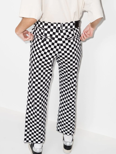 Shop R13 Straight-leg Checkerboard Trousers In Black