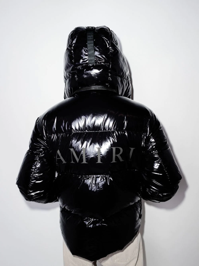 Shop Amiri Down-feather Logo-print Jacket In Black