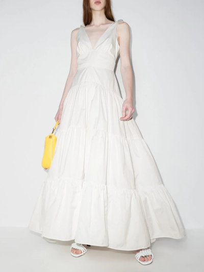 Silvia Tcherassi Terracina Tiered Ruffle Gown In White | ModeSens