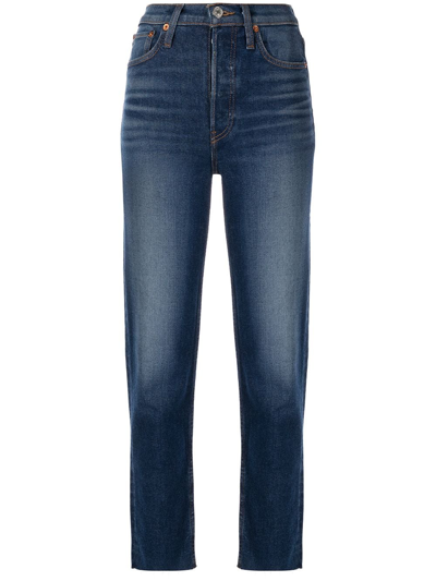 Shop Re/done Stove Pipe High-rise Jeans In Blue