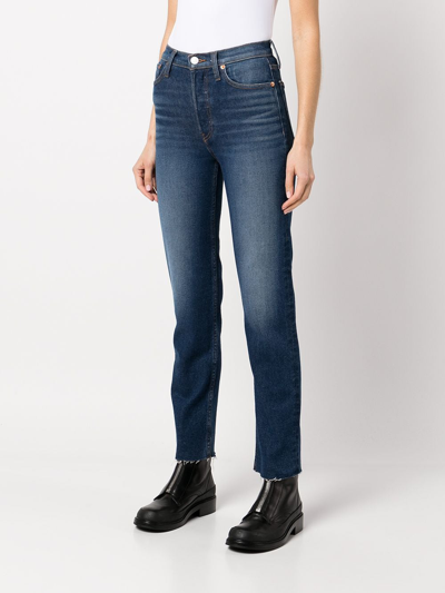 Shop Re/done Stove Pipe High-rise Jeans In Blue