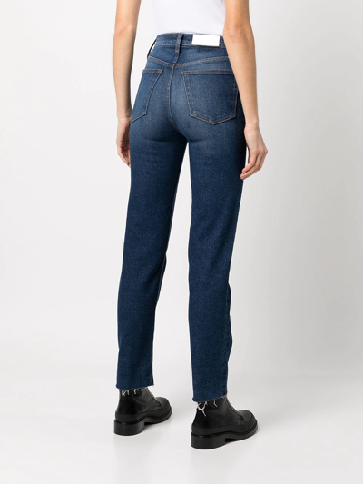 Re/done 70s Stove Pipe Cotton Blend Denim Jeans In Blue