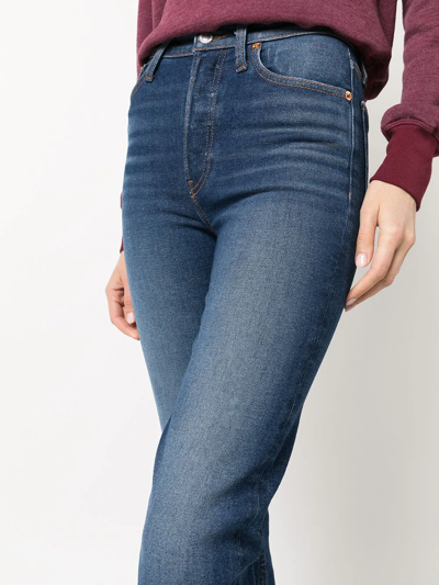Re/done 70s Stove Pipe Cotton Blend Denim Jeans In Blue