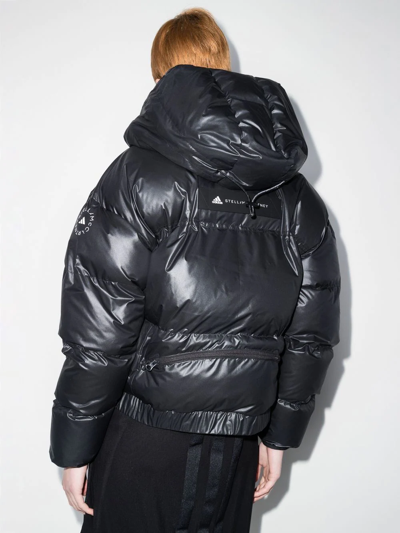 Shop Adidas By Stella Mccartney Hooded Puffer Coat In Black