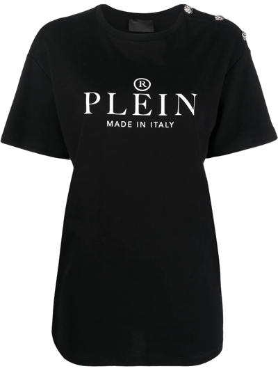 Shop Philipp Plein Made In Italy Logo-print T-shirt In Black