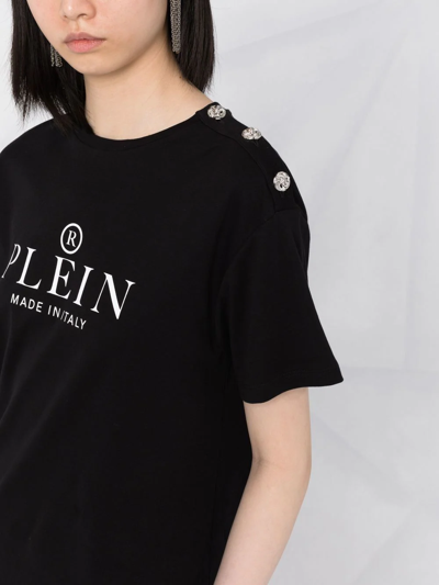 Shop Philipp Plein Made In Italy Logo-print T-shirt In Black