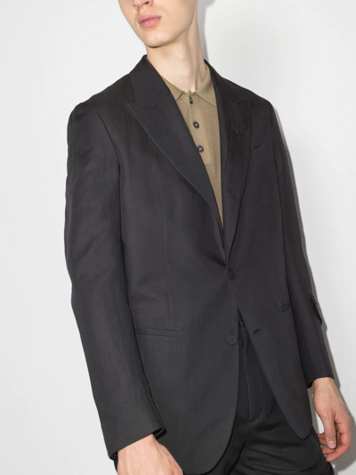 Fendi Logo Embroidered Single-breasted Blazer In Grey
