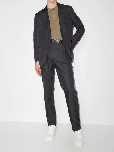 Fendi Logo Embroidered Single-breasted Blazer In Grey