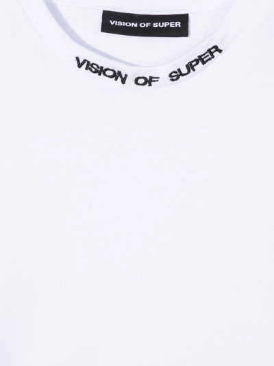 Shop Vision Of Super Logo-embroidered Flame T-shirt In White