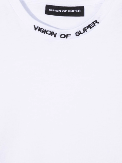 Vision Of Super White Kids T-shirt With Logo And Red Spray Flames Print In White