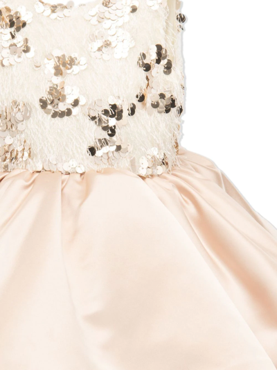 Tulleen Ashler Sequin-bodice Dress In Neutrals