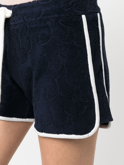 Shop Jacob Cohen Logo-embossed Cotton Shorts In Blue