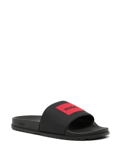 Hugo Boss Logo-print Detail Pool Slides In Black
