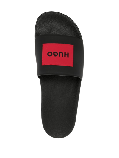 Shop Hugo Logo-print Detail Pool Slides In Black