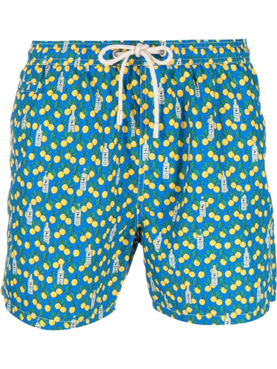 Shop Mc2 Saint Barth Lemon-print Swim Shorts In Blue